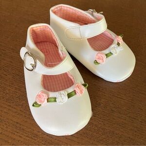 White Maryjane Floral Baby Shoes